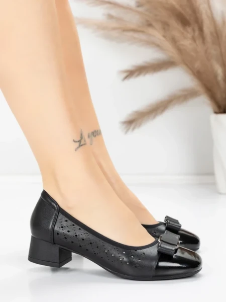 Pantofi cu toc din piele naturala 25876-13 BLACK | ADVANCER