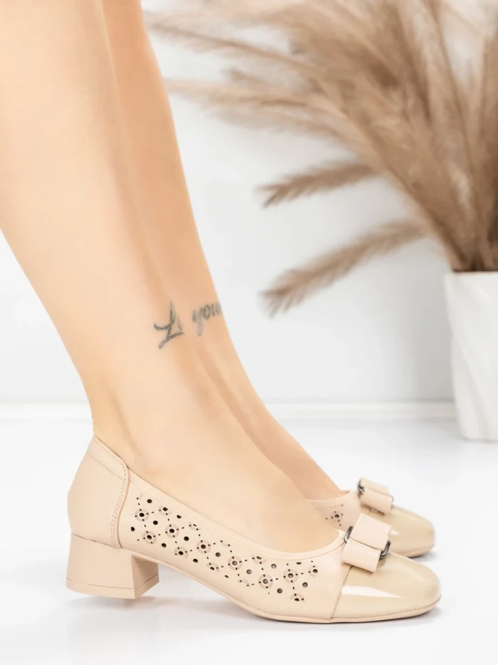 Pantofi cu toc din piele naturala 25876-13 APRICOT | ADVANCER