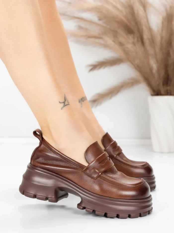 Pantofi Casual Dama din piele naturala 8307 BROWN | ADVANCER