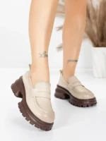 Pantofi Casual Dama din piele naturala 8307 CREAM | ADVANCER