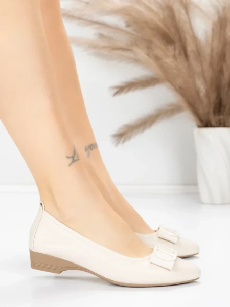 Balerini Dama din piele naturala 518-1 CREAM | ADVANCER