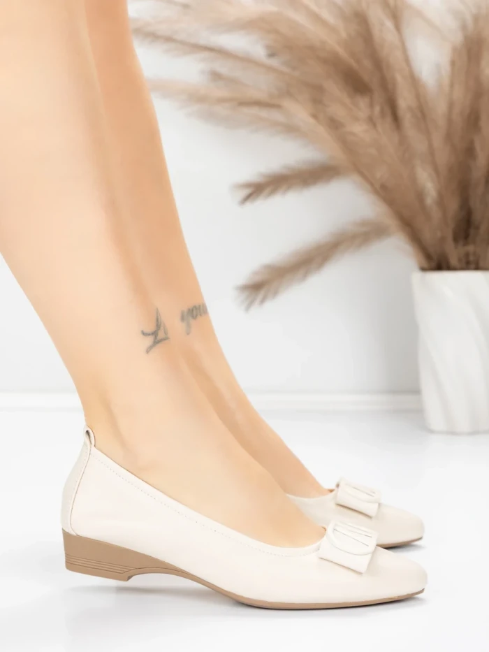 Balerini Dama din piele naturala 518-1 CREAM | ADVANCER