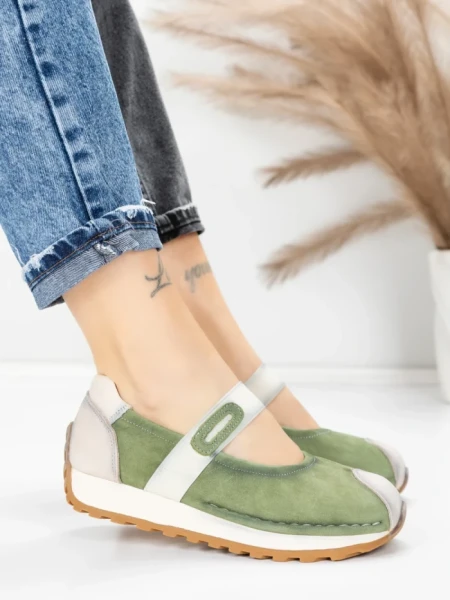 Pantofi Casual Dama din piele naturala KM9205 GREEN | ADVANCER