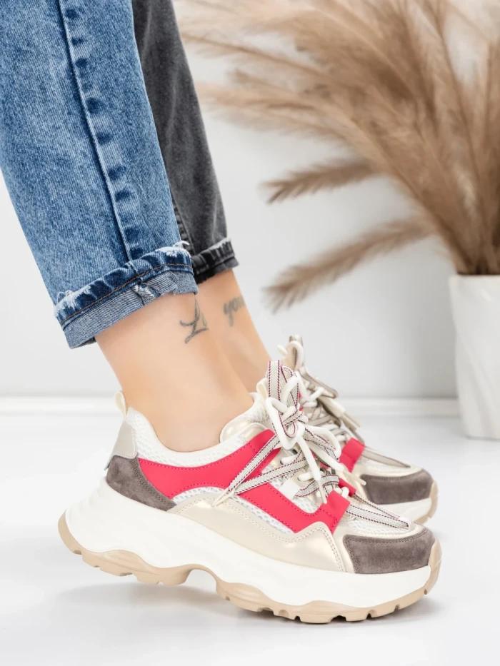 Pantofi Sport Dama din piele naturala 5A617 PINK | ADVANCER