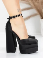 Pantofi cu Toc gros si Platforma 2SY12 BLACK | MEI