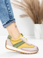 Pantofi Sport Dama din piele naturala KM9218 YELLOW-GREEN | ADVANCER
