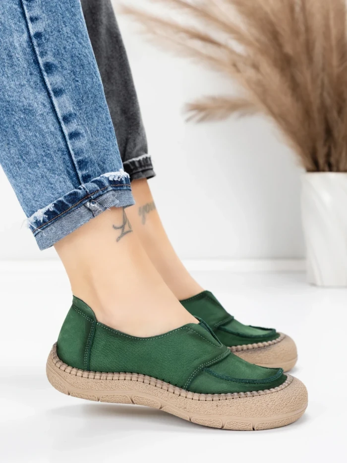 Pantofi Casual Dama din piele naturala KM5165 GREEN | ADVANCER