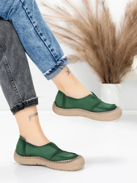 Pantofi Casual Dama din piele naturala KM5165 GREEN | ADVANCER