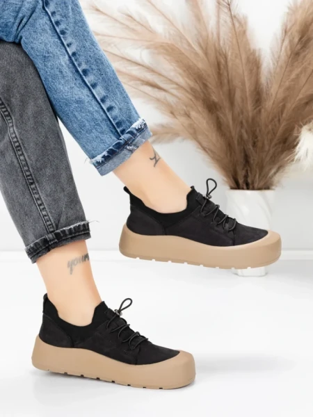 Pantofi Sport Dama din piele naturala 999 BLACK | ADVANCER