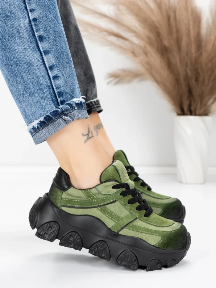 Pantofi Sport Dama din piele naturala 9805 GREEN | FRANCO GERARDO