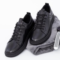 Pantofi Sport Barbati din piele naturala Y035 Negru Reina