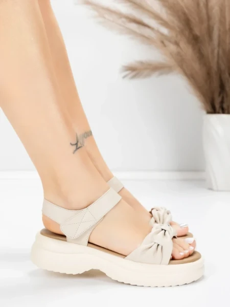 Sandale Dama din piele naturala 2562 CREAM | ADVANCER