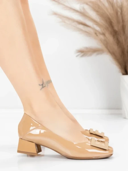 Pantofi cu toc din piele naturala 1011-1062 APRICOT | FORMAZIONE