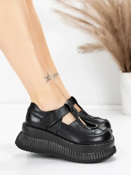 Pantofi Casual Dama din piele naturala 58588 BLACK | ADVANCER