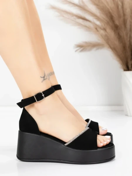 Sandale Dama cu Platforma 5H76 BLACK | MEI