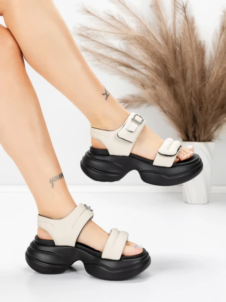 Sandale Dama cu Platforma 6818 Crem | Advancer » Reina.Ro
