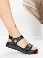 Sandale Dama cu Talpa Joasa 1028 Negru | Advancer » Reina.Ro
