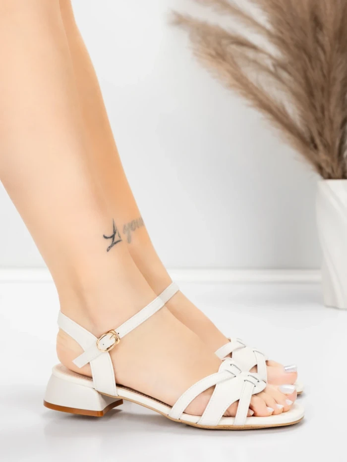 Sandale Dama cu Toc Gros 105 Crem | Advancer » Reina.Ro