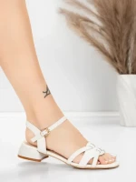 Sandale Dama cu Toc Gros 105 Crem | Advancer » Reina.Ro