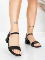 Sandale Dama cu Toc Gros 22396 Negru | Advancer » Reina.Ro