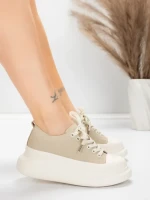 Pantofi Sport Dama din piele naturala 227802 Piersica | ... » Reina.Ro