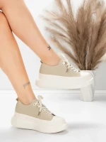 Pantofi Sport Dama din piele naturala 227802 Piersica | ... » Reina.Ro