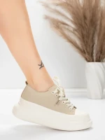 Pantofi Sport Dama din piele naturala 227802 Piersica | ... » Reina.Ro