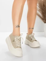 Pantofi Sport Dama din piele naturala 227802 Piersica | ... » Reina.Ro