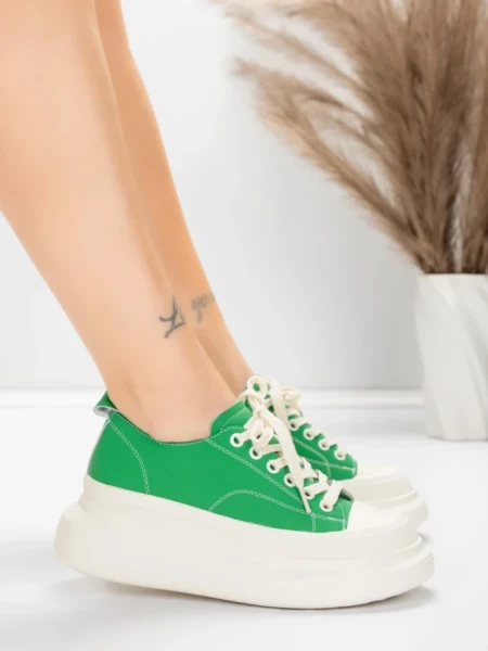 Pantofi Sport Dama din piele naturala 227802 Verde | Adv... » Reina.Ro