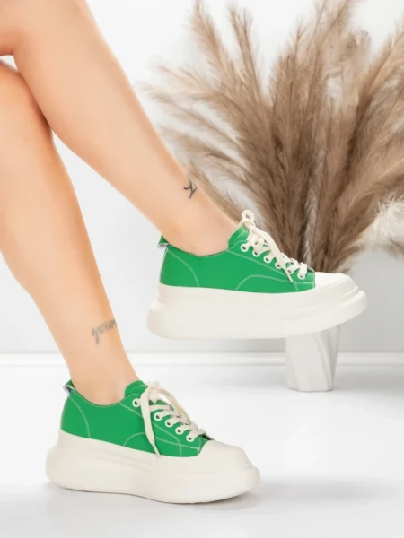 Pantofi Sport Dama din piele naturala 227802 Verde | Adv... » Reina.Ro