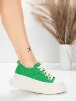 Pantofi Sport Dama din piele naturala 227802 Verde | Adv... » Reina.Ro