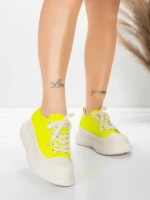 Pantofi Sport Dama din piele naturala 227802 Galben lama... » Reina.Ro