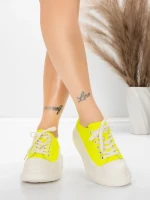 Pantofi Sport Dama din piele naturala 227802 Galben lama... » Reina.Ro