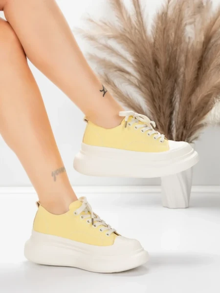 Pantofi Sport Dama din piele naturala 227802 Galbel Desc... » Reina.Ro