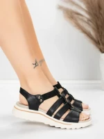 Sandale Dama cu Talpa Joasa 3FR035 Negru | Advancer » Reina.Ro