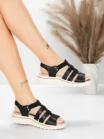 Sandale Dama cu Talpa Joasa 3FR035 Negru | Advancer » Reina.Ro