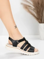 Sandale Dama cu Talpa Joasa 3FR035 Negru | Advancer » Reina.Ro