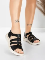Sandale Dama cu Talpa Joasa 3FR035 Negru | Advancer » Reina.Ro