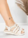 Sandale Dama cu Talpa Joasa 3FR035 Crem | Advancer » Reina.Ro