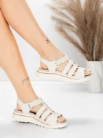 Sandale Dama cu Talpa Joasa 3FR035 Crem | Advancer » Reina.Ro