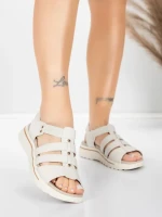 Sandale Dama cu Talpa Joasa 3FR035 Crem | Advancer » Reina.Ro