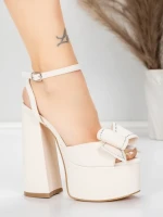 Sandale Dama cu Toc Gros si Platforma 3KV52 Bej | Mei » Reina.Ro