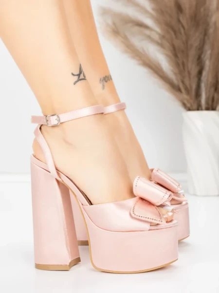Sandale Dama cu Toc Gros si Platforma 3KV52 Roz | Mei » Reina.Ro