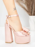 Sandale Dama cu Toc Gros si Platforma 3KV52 Roz | Mei » Reina.Ro