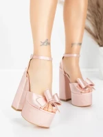 Sandale Dama cu Toc Gros si Platforma 3KV52 Roz | Mei » Reina.Ro