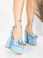 Sandale Dama cu Toc Gros si Platforma 3KV52 Turcoaz | Mei » Reina.Ro