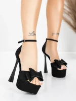 Sandale Dama cu Toc Subtire si Platforma 5DC39 Negru | Mei » Reina.Ro