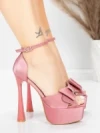 Sandale Dama cu Toc Subtire si Platforma 5DC39 Roz | Mei » Reina.Ro