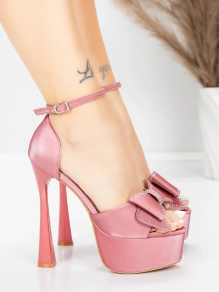 Sandale Dama cu Toc Subtire si Platforma 5DC39 Roz | Mei » Reina.Ro