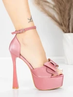 Sandale Dama cu Toc Subtire si Platforma 5DC39 Roz | Mei » Reina.Ro